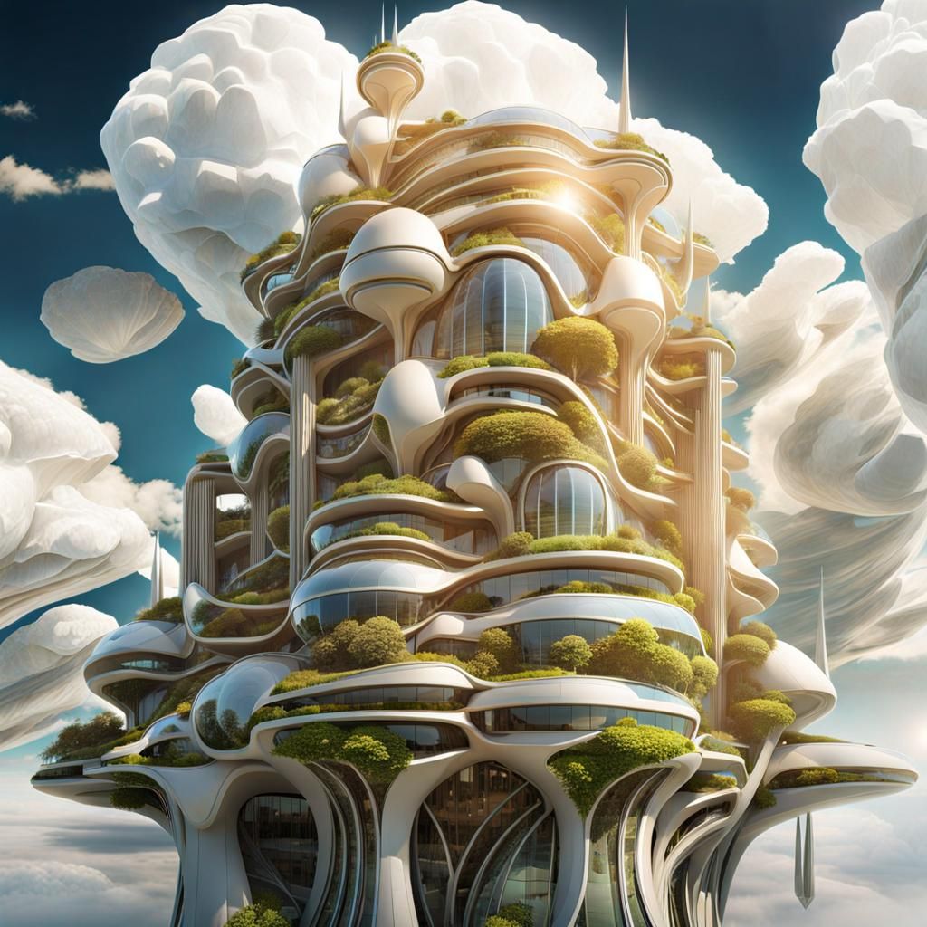 Futuristic Climbing Machine on Glass Building