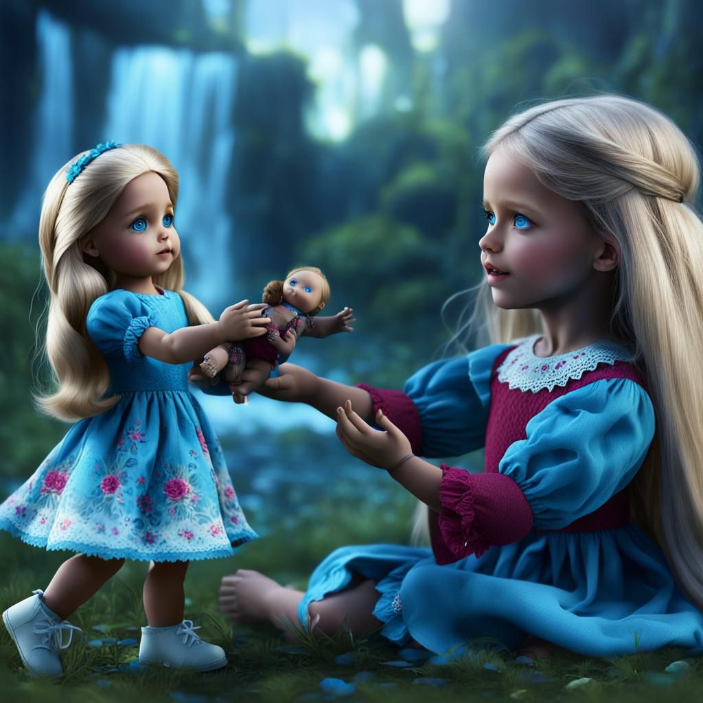 Girl with Doll: Detailed Matte Painting