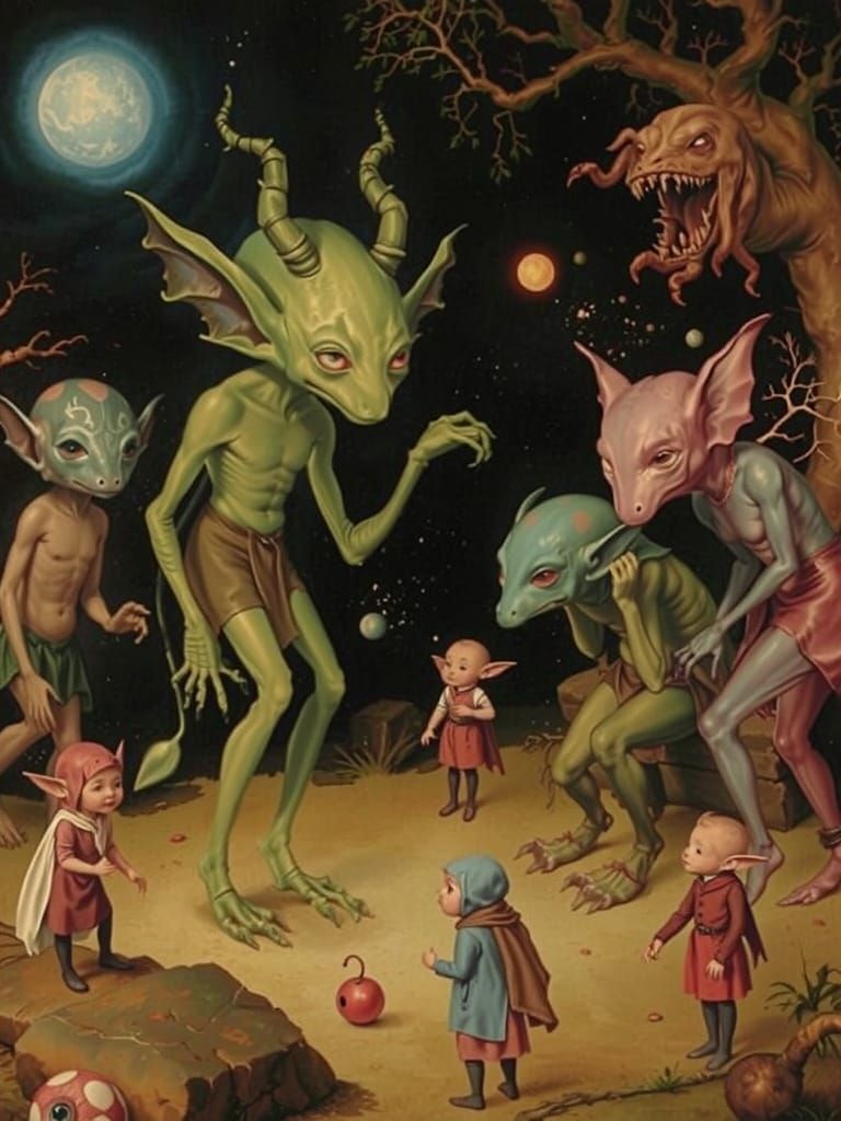 Surreal Fae Creatures in a Magical Landscape