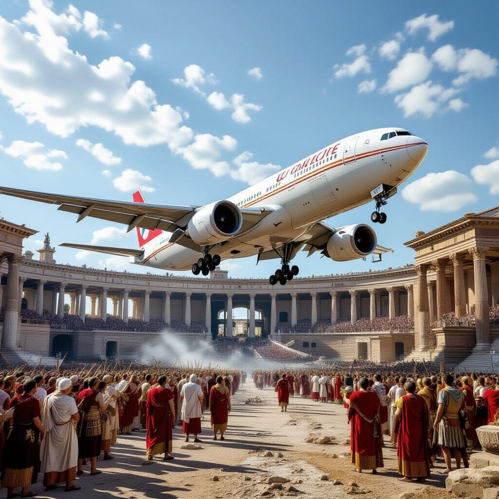Modern Plane Crashes in Ancient Roman Colosseum