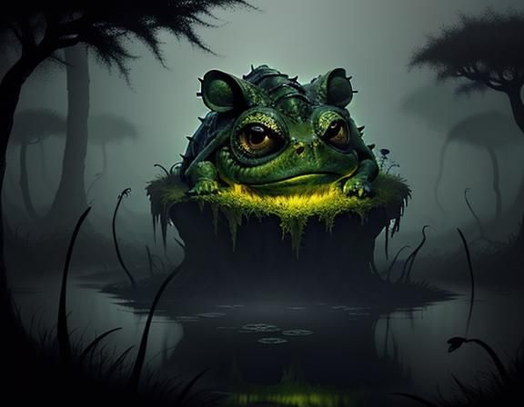 Bullywug in Murky Swamp: Fauvist Expressionism