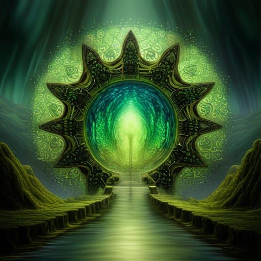 Intricate Green and Blue Mandala Art