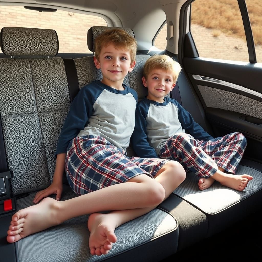 Joyful Brothers in a Sun-Kissed Meadow Scene