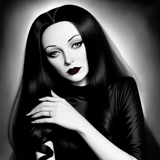 Morticia Addams Portrait in Hurrell Style