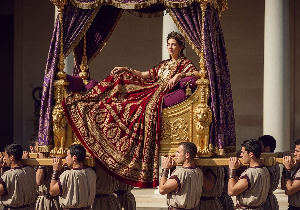 Opulent Roman Empress on Golden Litter