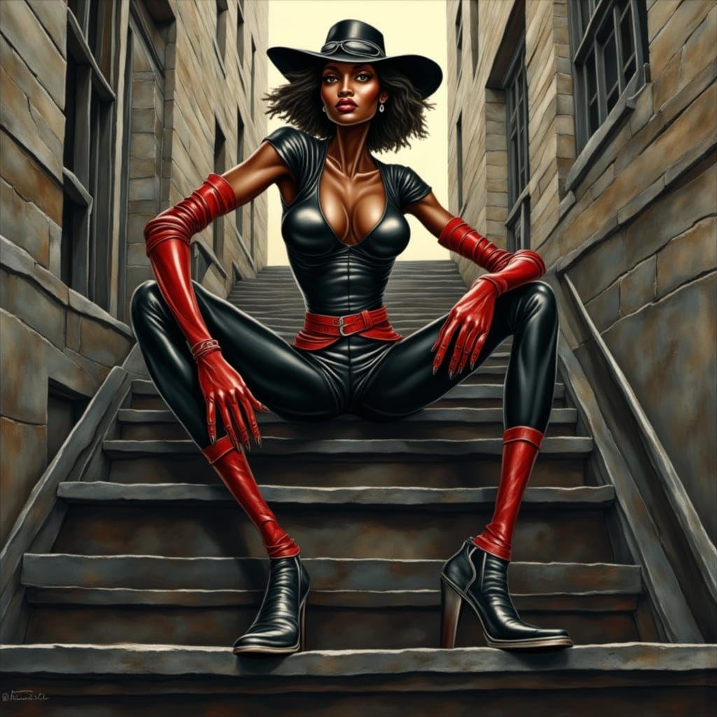 Illustration of a Stylish Black Woman in a Fedora