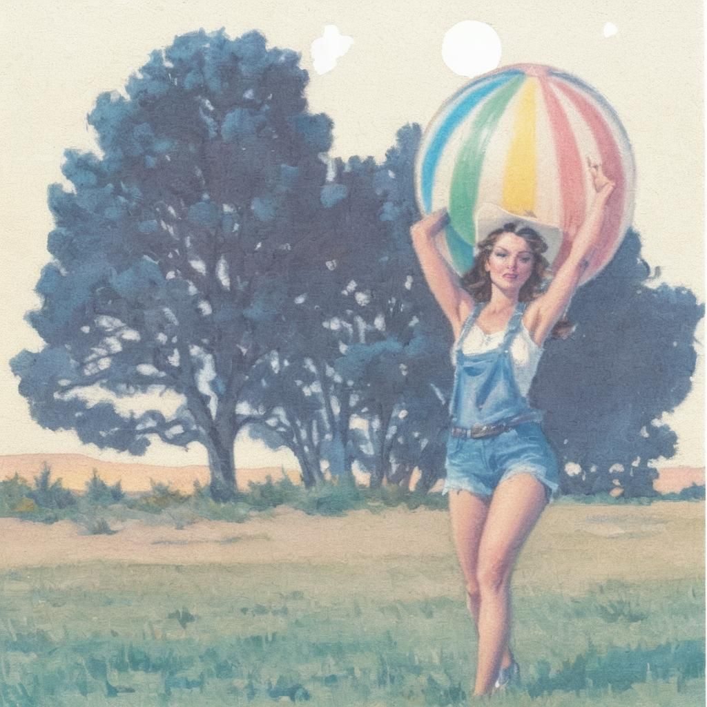 Cowgirl at Sunset: Western Illustration in Rockwell Style