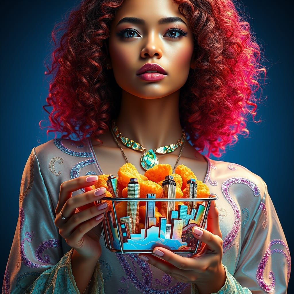 Stunning Hyperrealistic Portrait of a Woman in Futuristic At...