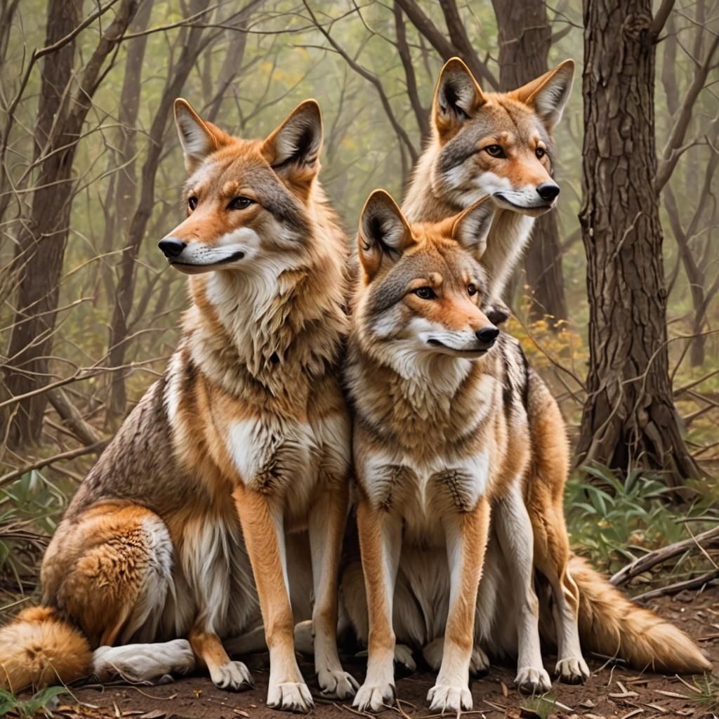 Two Coyote Girls in Furry Polygamy Scene