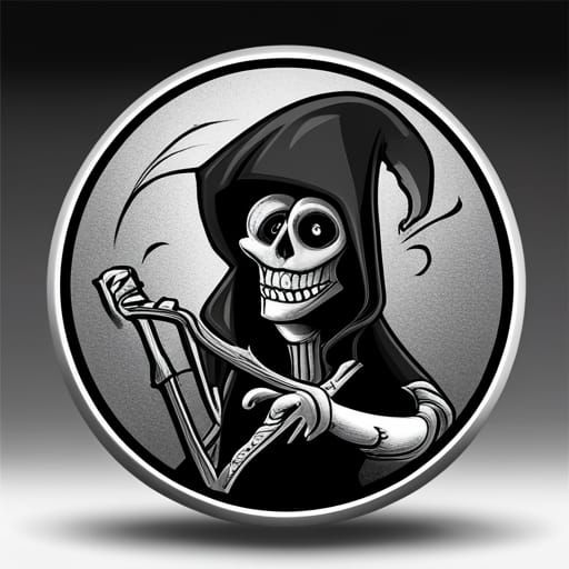 Funny Grim Reaper Logo in Charcoal Style