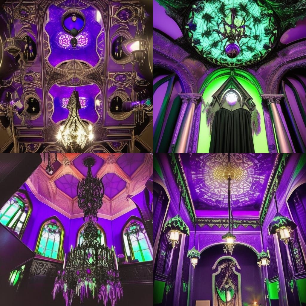 Witchy psychedelic Gothic Penthouse with black walls purple ...