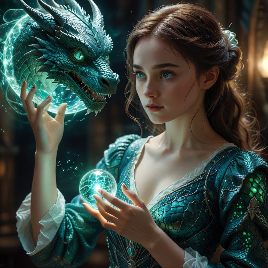 Dragon Scale Sorceress Controls Magic Orb