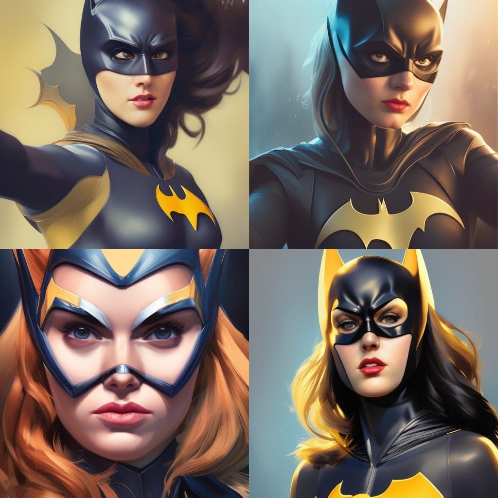 Hyperdetailed Batgirl Selfie Portrait in Splash Art Style
