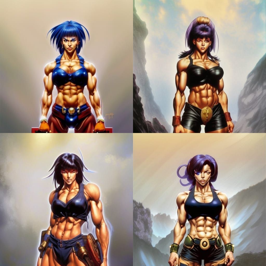 Comic Book Art Portrait of Muscular Video Game Woman
