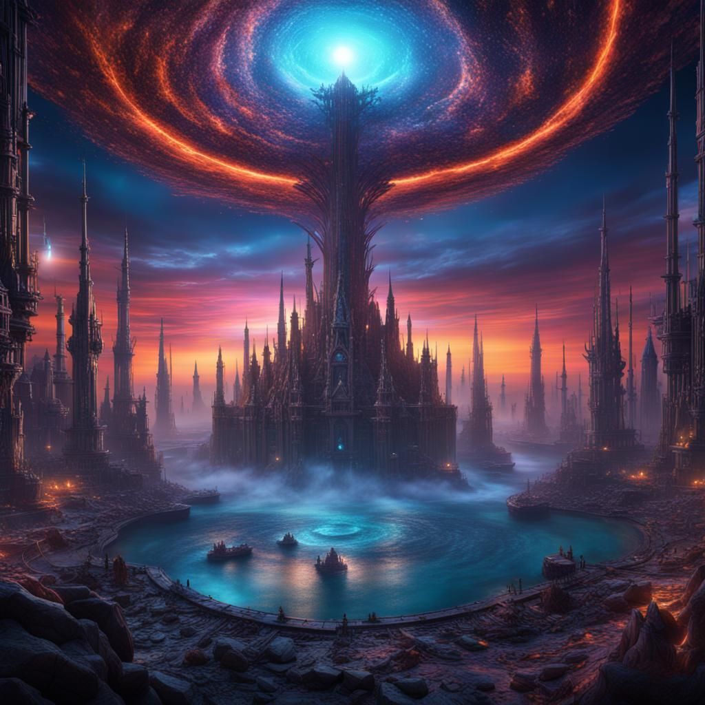 Fantastical Good Versus Evil Dreamscape in Deep Art