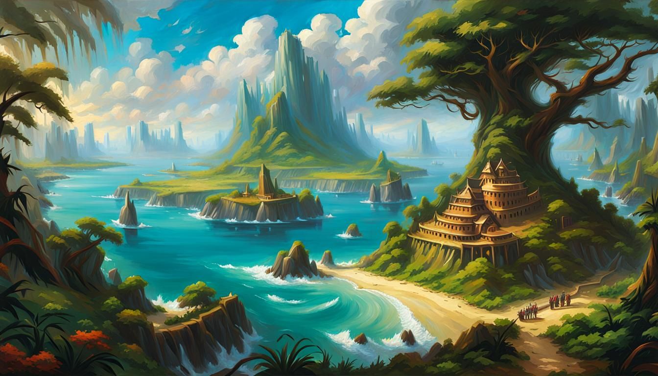 Magic the Gathering Island Oil Painting Wallpaper
