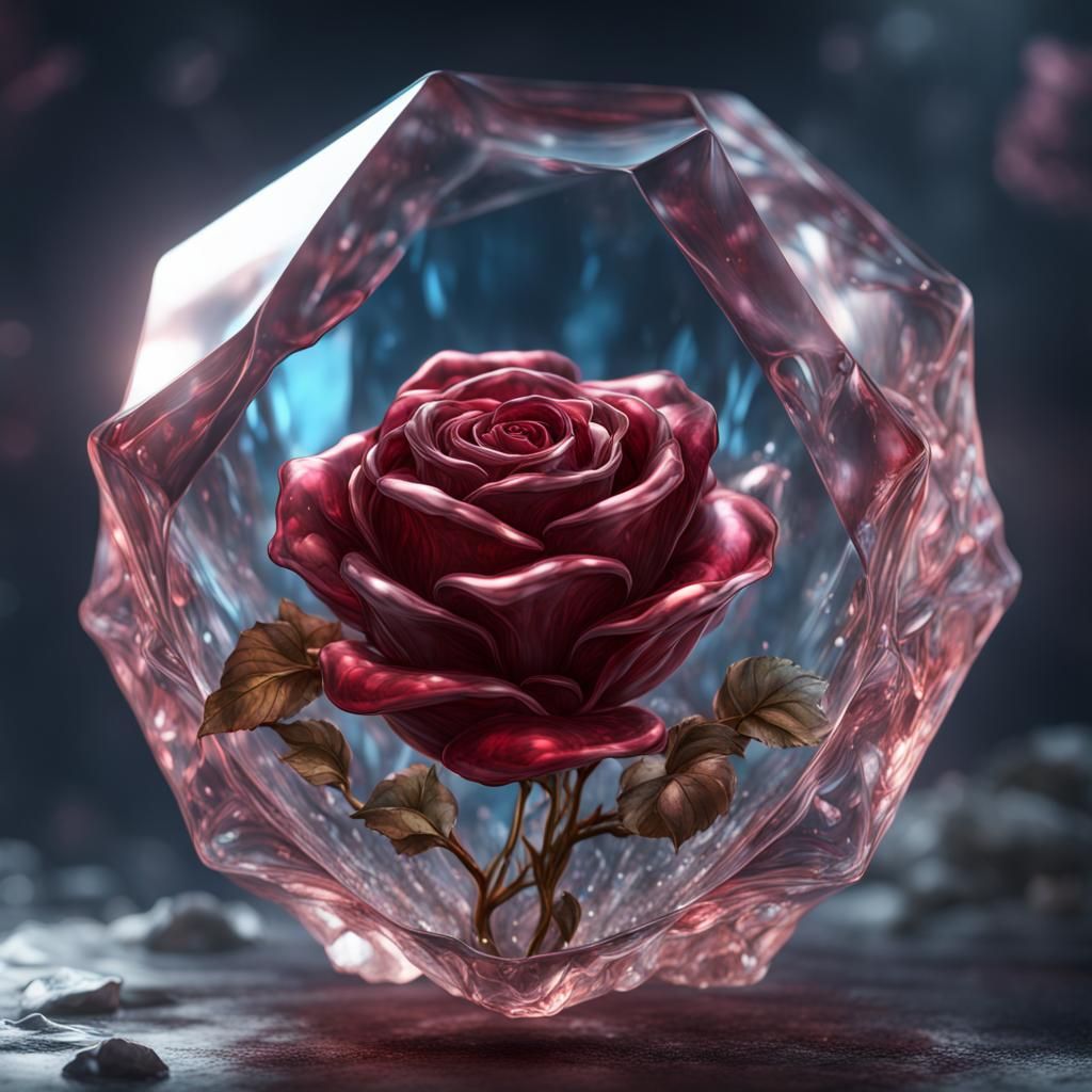 Detailed Matte Painting of a Crystal Rose