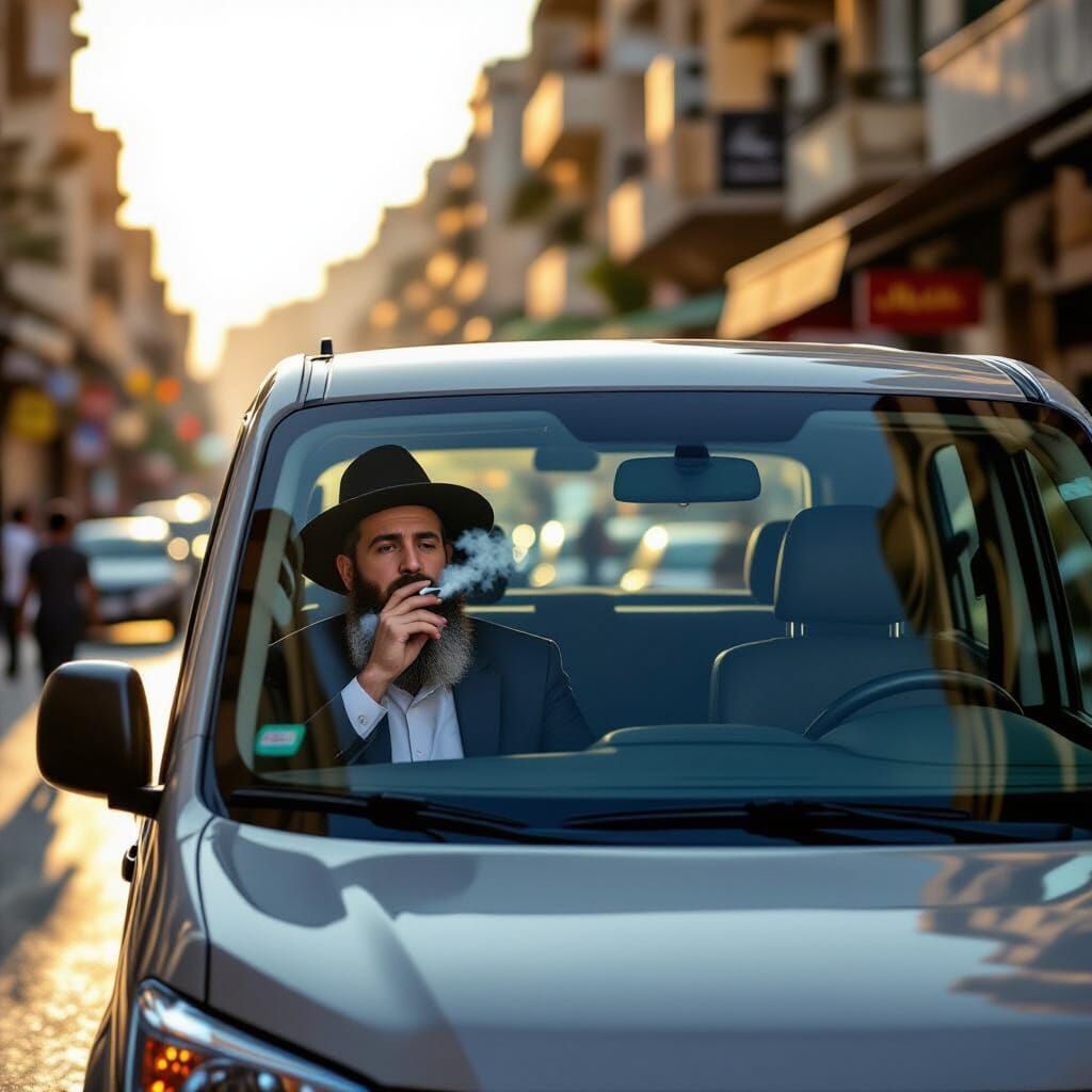 Nissan NV200 Van with Haredi Driver in Jerusalem