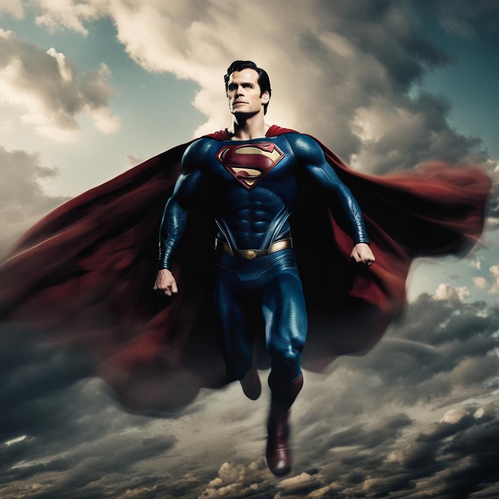 Superman Soaring: A Cinematic Film Still