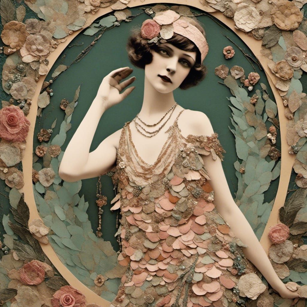 Flapper in Eglantine Gown Collage