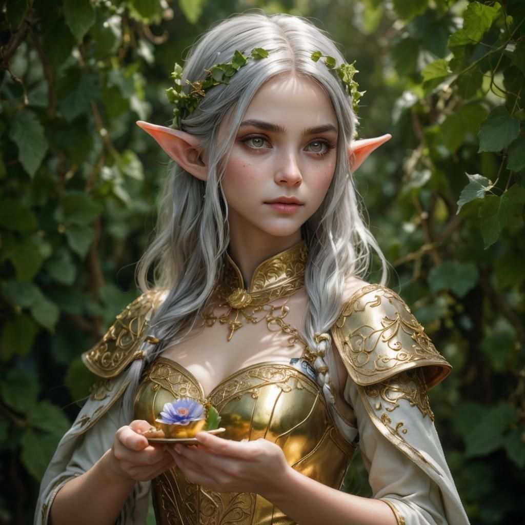 Enchanting Elf Chef with Golden Hair and Vines