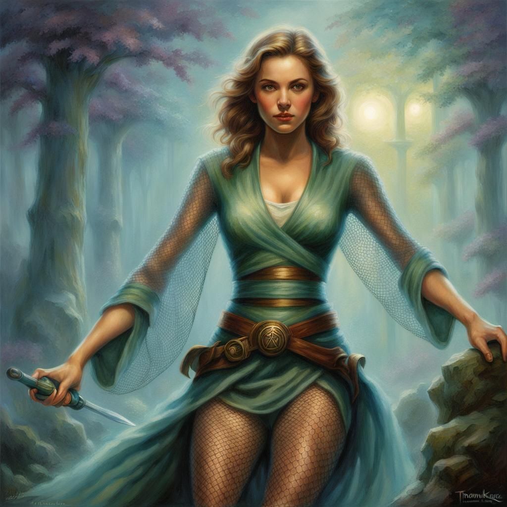 Female Jedi in Fishnets: Ethereal Fantasy Art