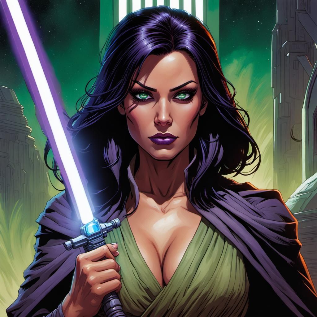 Female Jedi Portrait in Comic Book Art Style