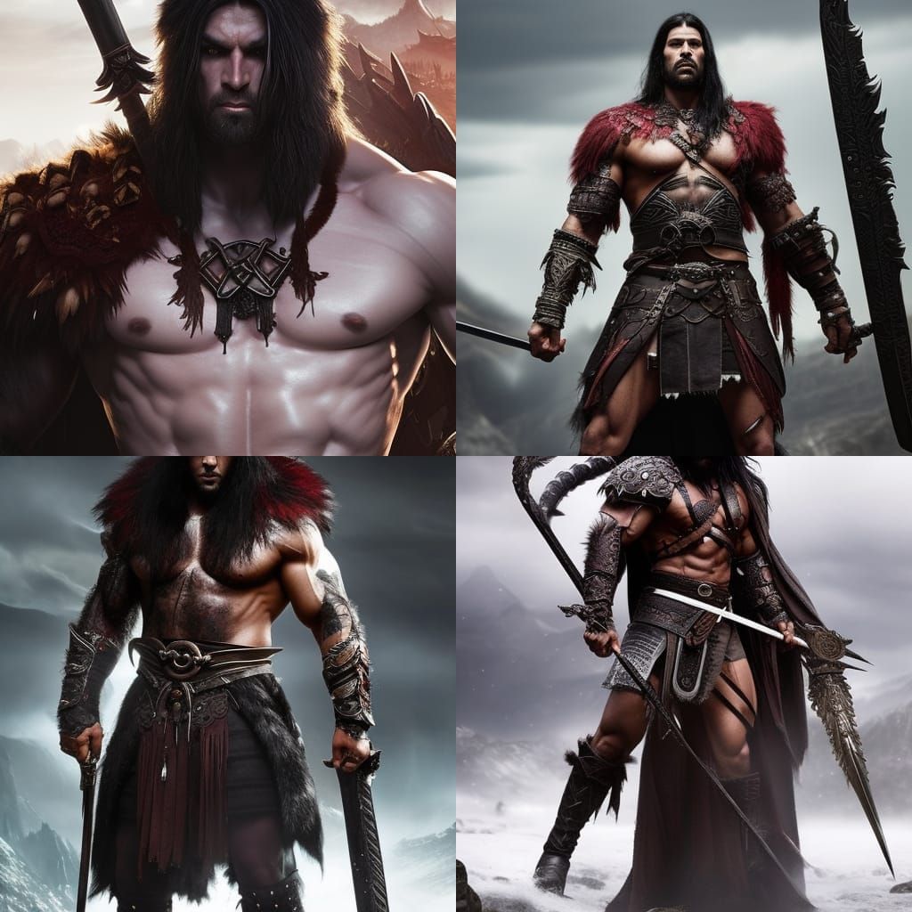 Enraged Fantasy Barbarian Portrait in Hyperrealistic Style