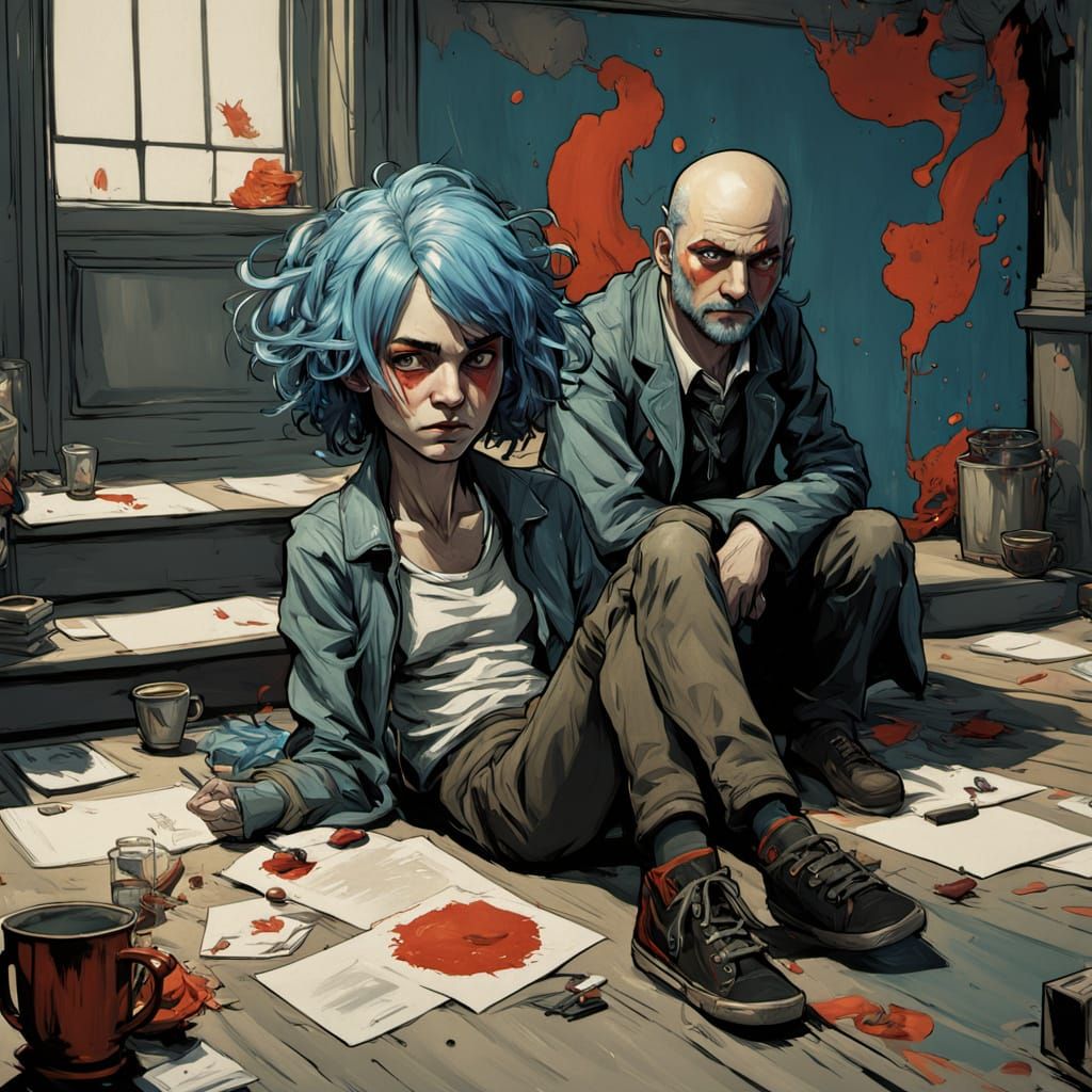 Cosmic Travelers in Dark Fantasy Impasto Style