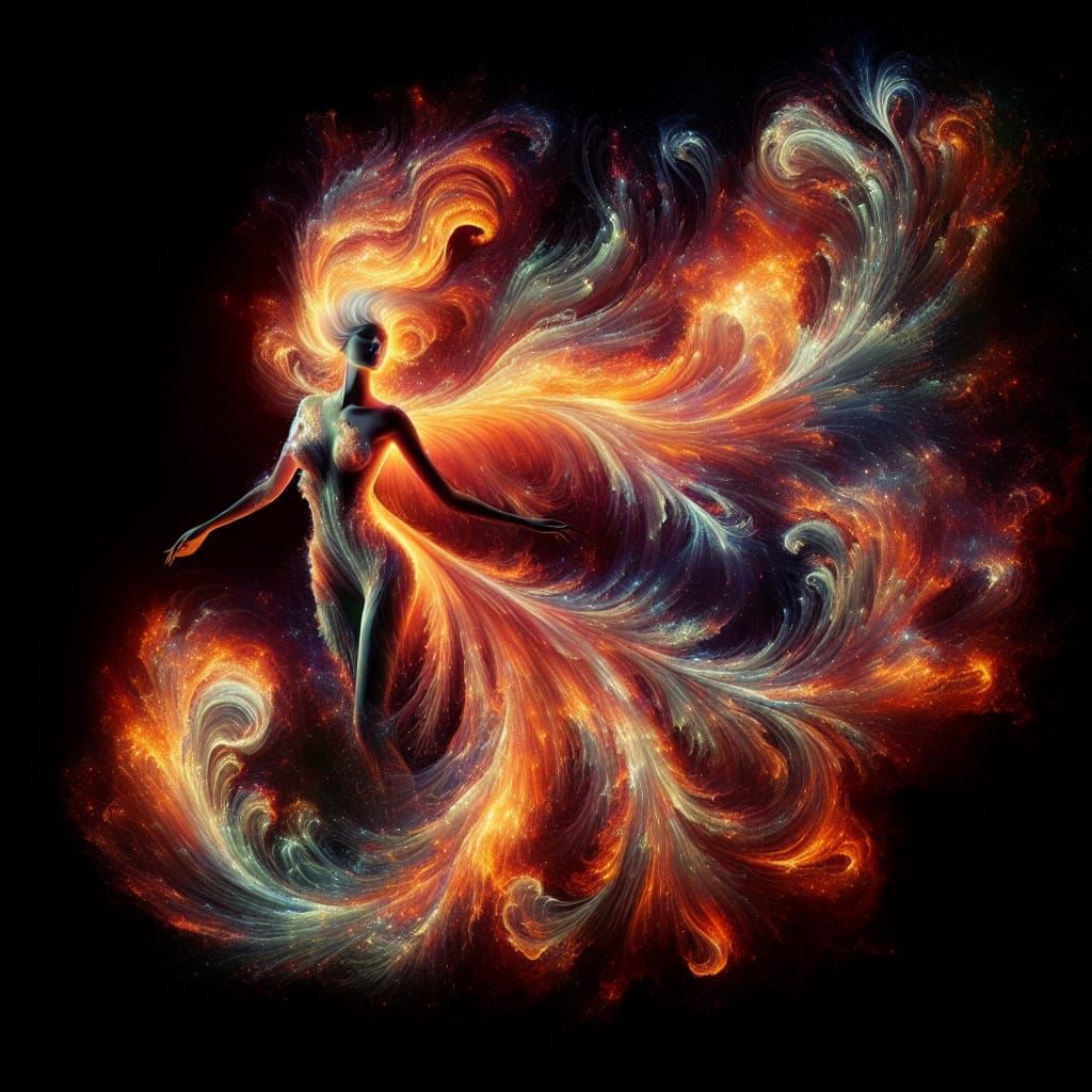 Cosmic Phoenix Goddess in Vibrant Colors