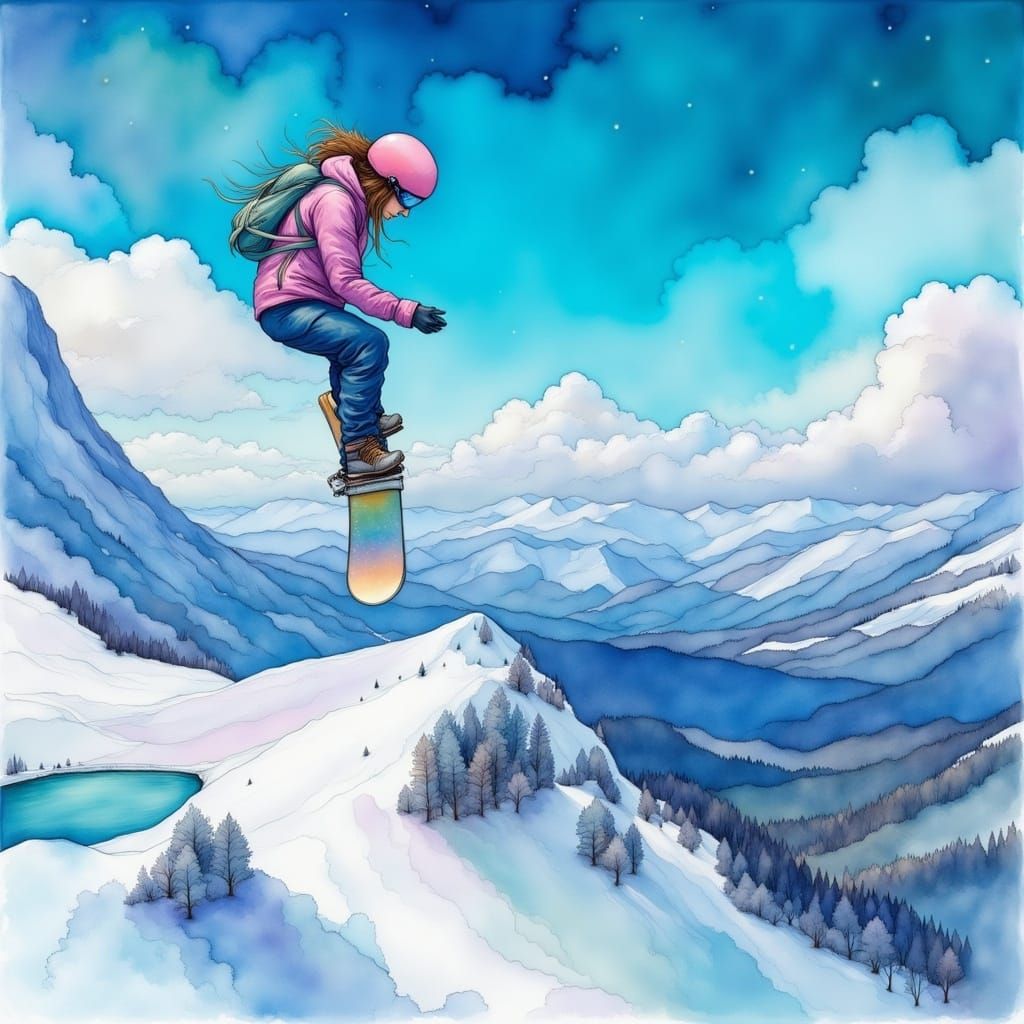 Electric Dreams Over Snowy Peaks