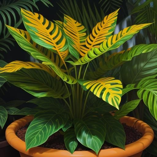 Vibrant Croton Sunny Star Plant in Terracotta Pot