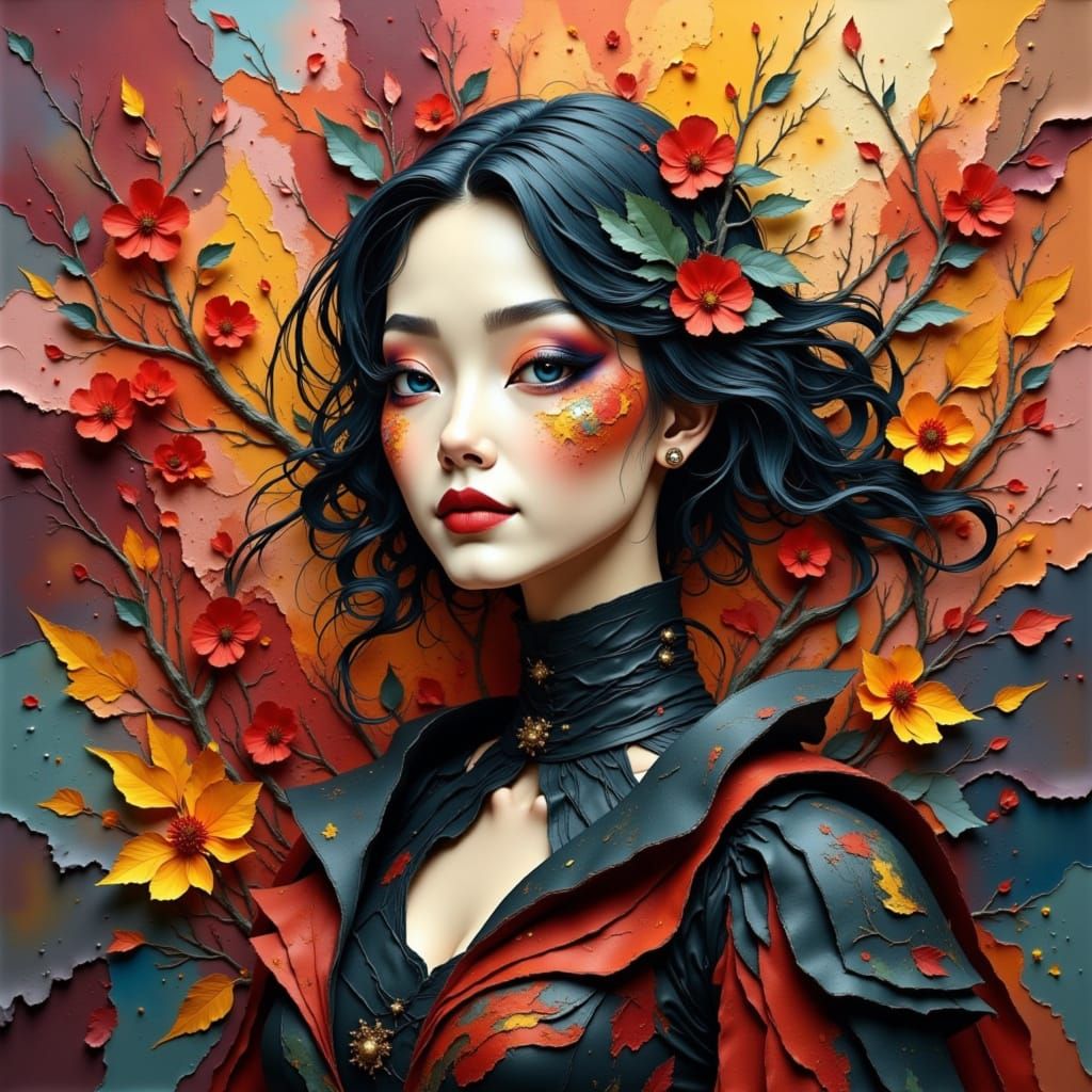 Colorful Water Ink Paper Cut Art