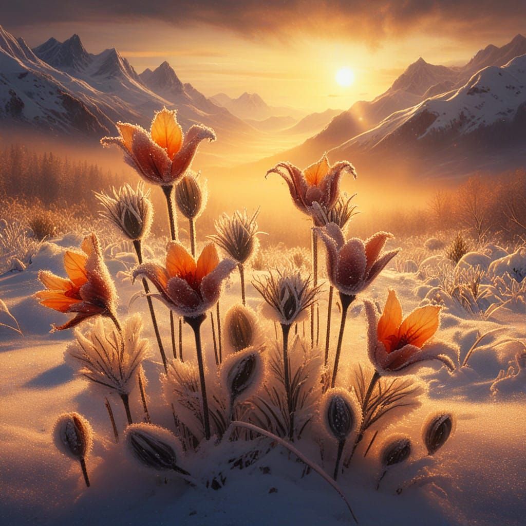 Winter Flowers in the Snow