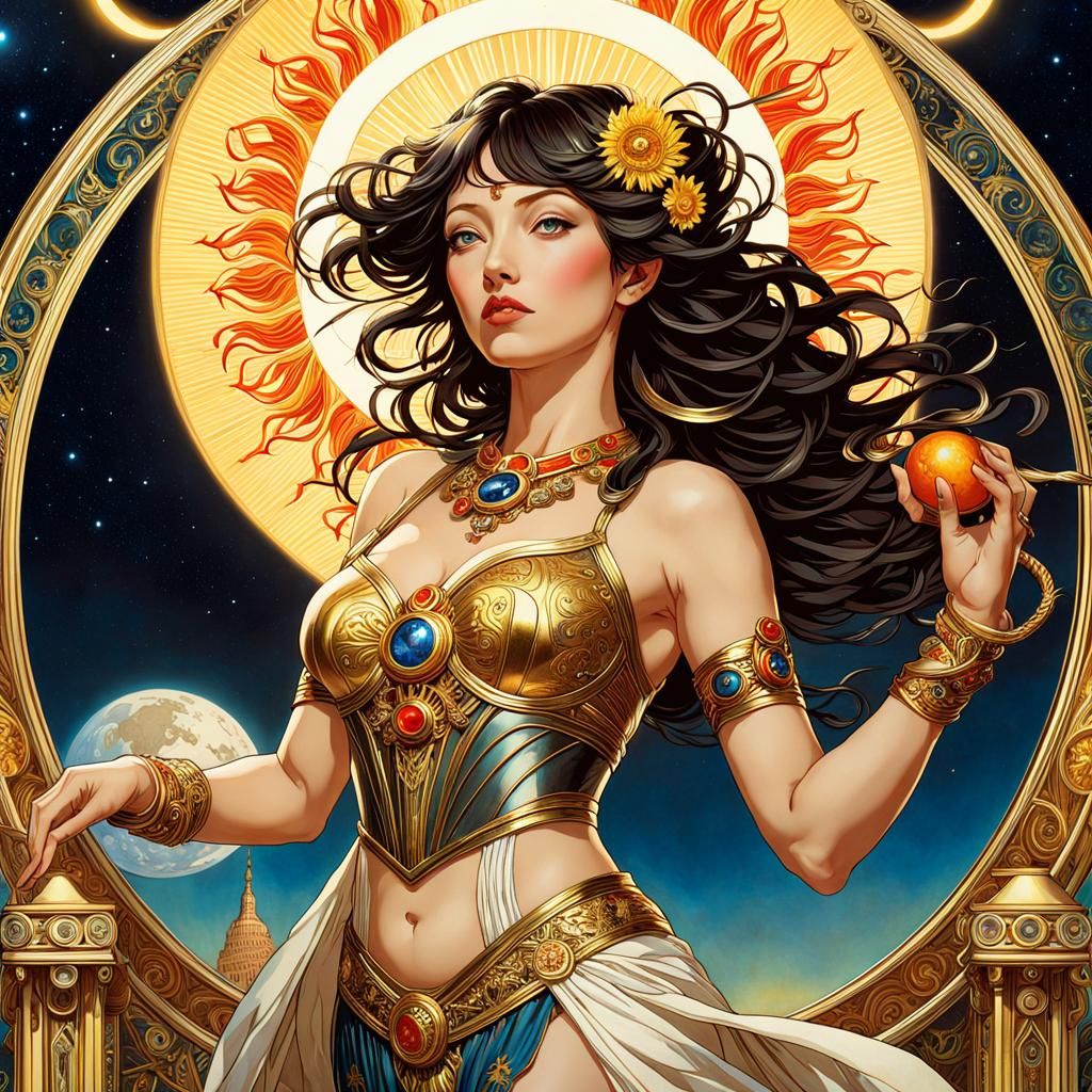 Enchanting Tarot Card: Sun, Moon, and Worms