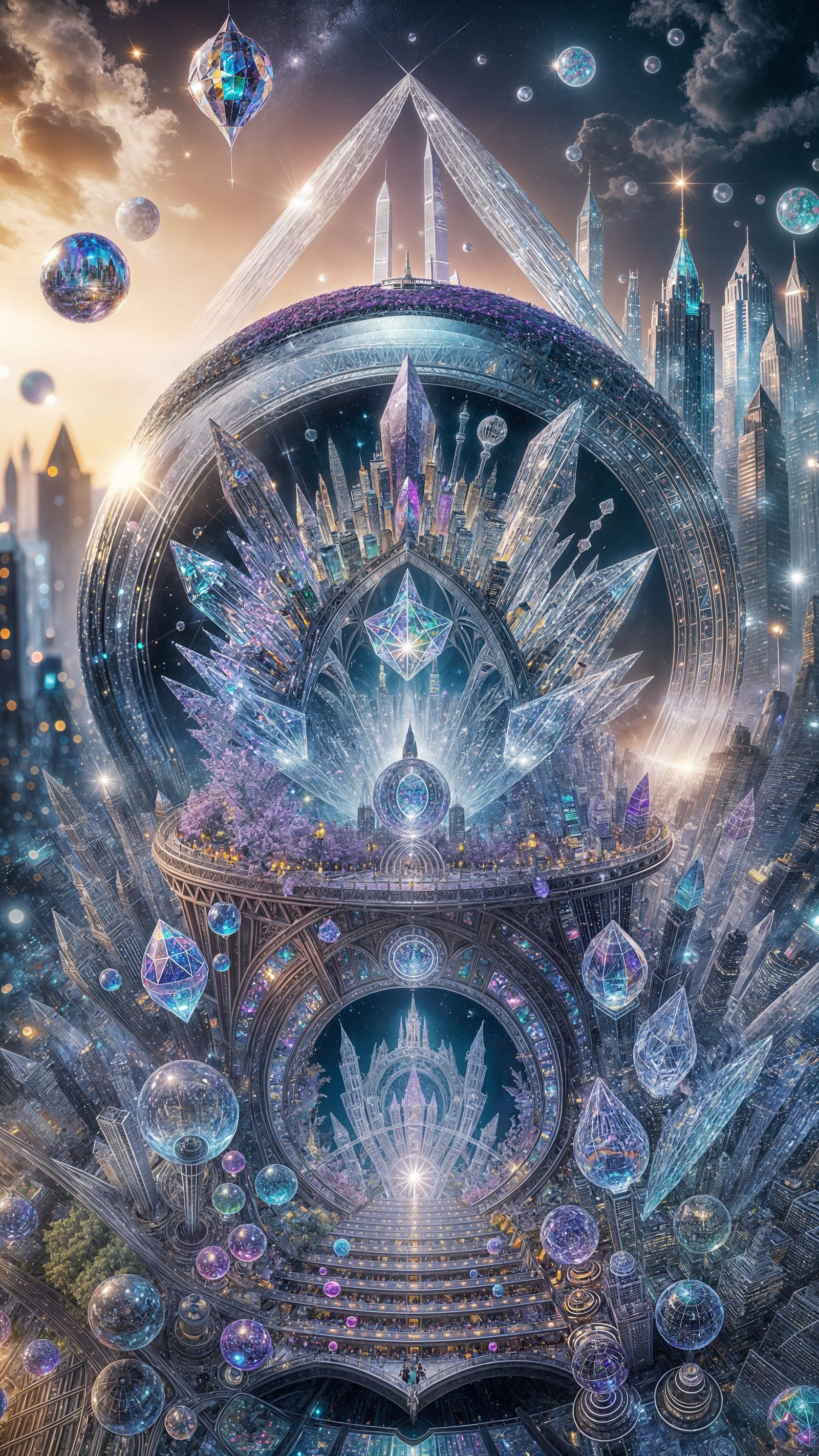 Crystal Ball City of Magic in Crystalline Style