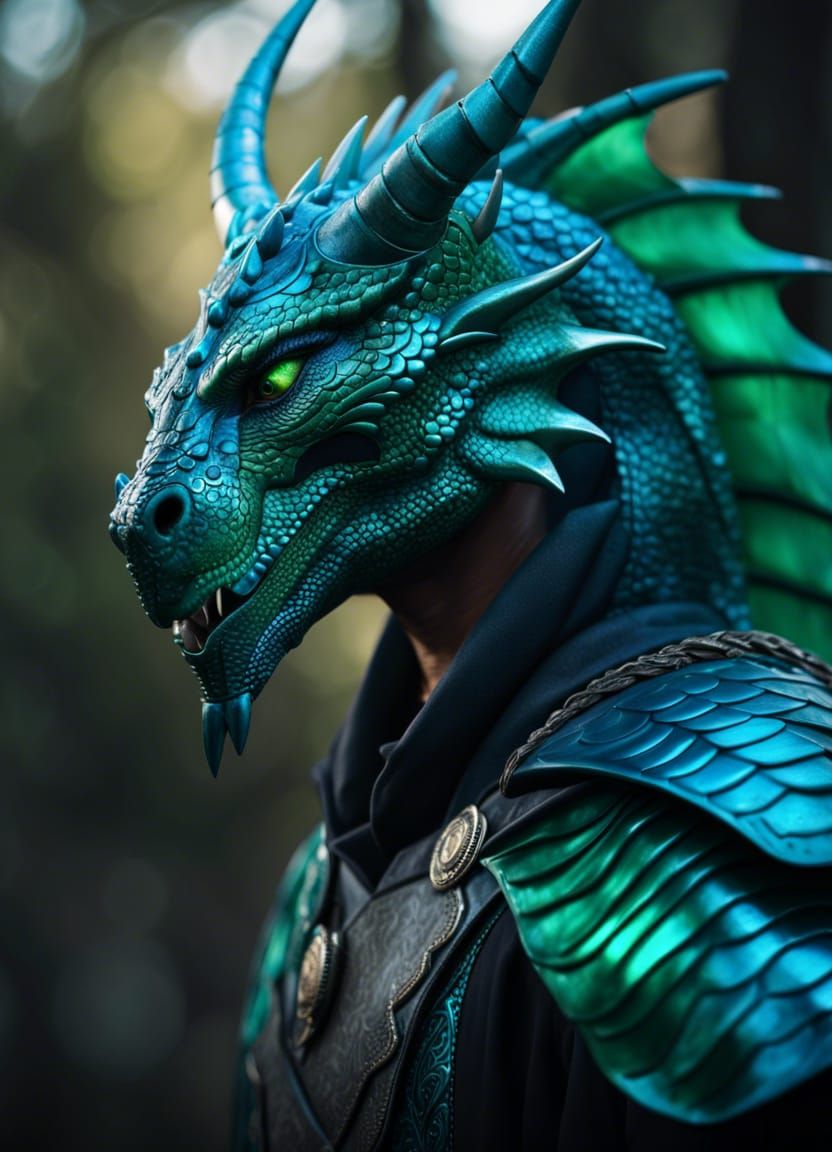 Dragon Man Portrait in Dark Fantasy Style