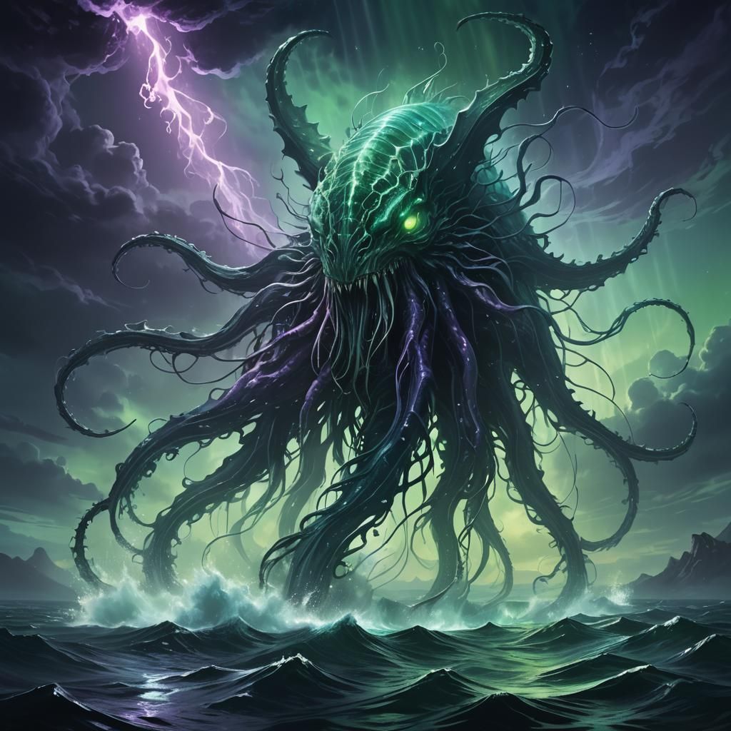 Colossal Ghost Leviathan Rising from the Deep