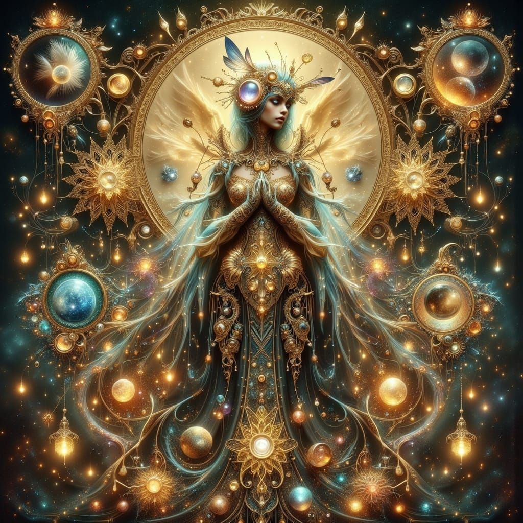 Clockwork Fairy in Art Nouveau Steampunk Style