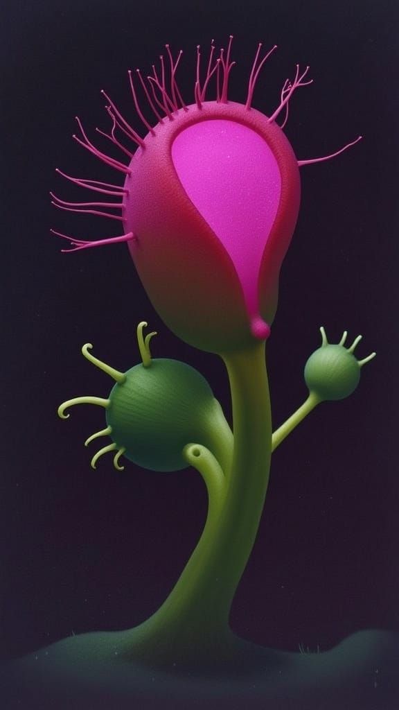 Glowing Venus Flytrap in Low-Key Visceral Aesthetic