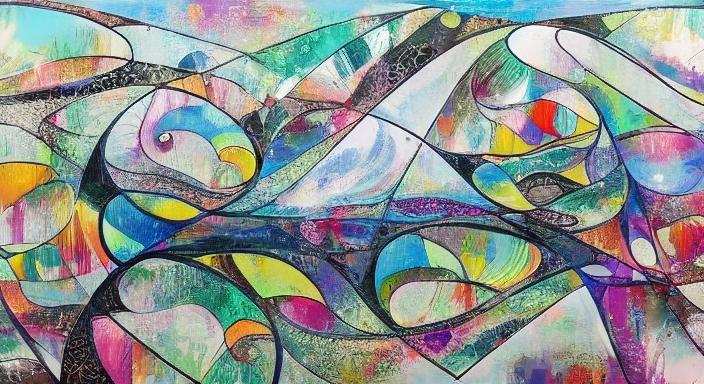 Vibrant Garden Scene in Takashi Murakami Style