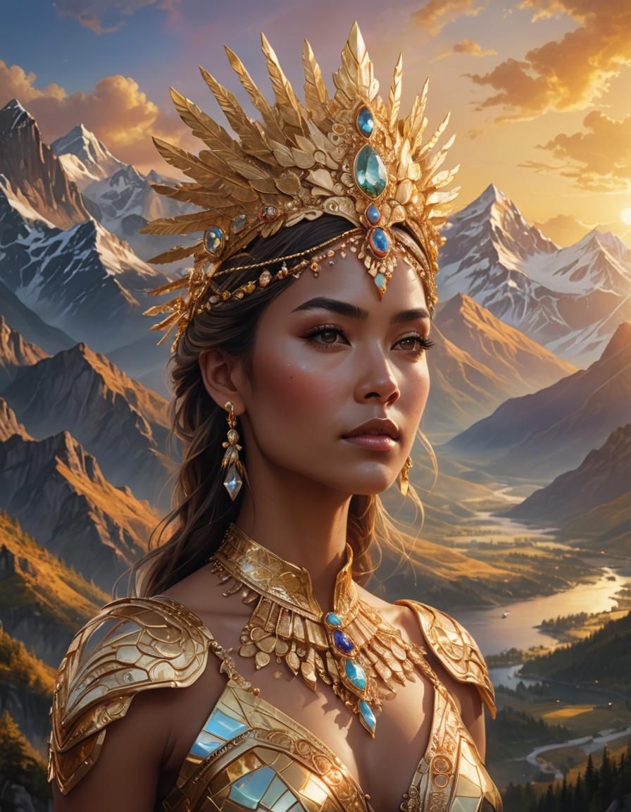 Elegant Woman with Golden Jewelry, Artgerm Style