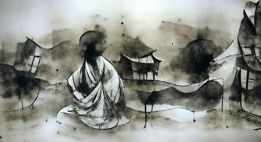 Sumi-e Ink Wash Painting