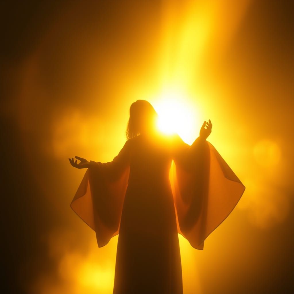 Ethereal Light Emanates from Within Silhouetted Figure