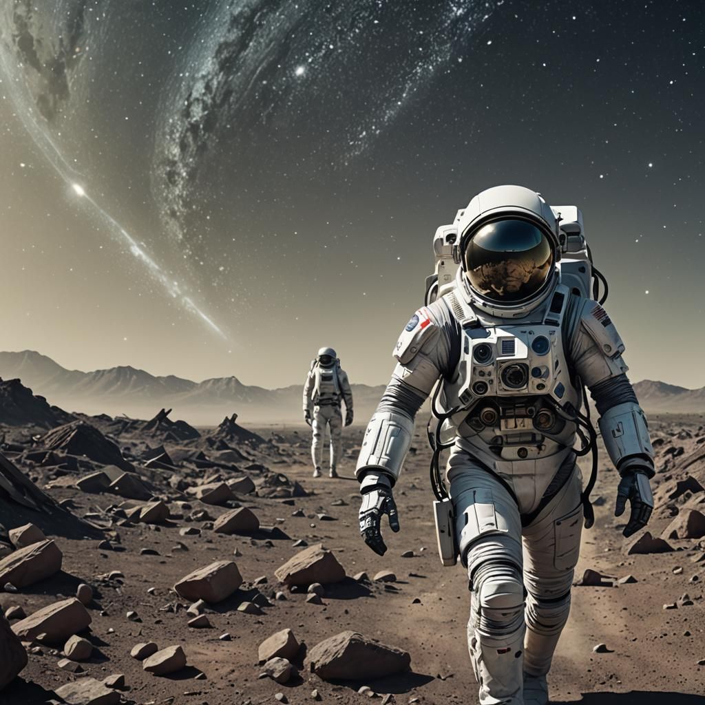 Scrapper and AI Flee Through Space: Comic Book Art