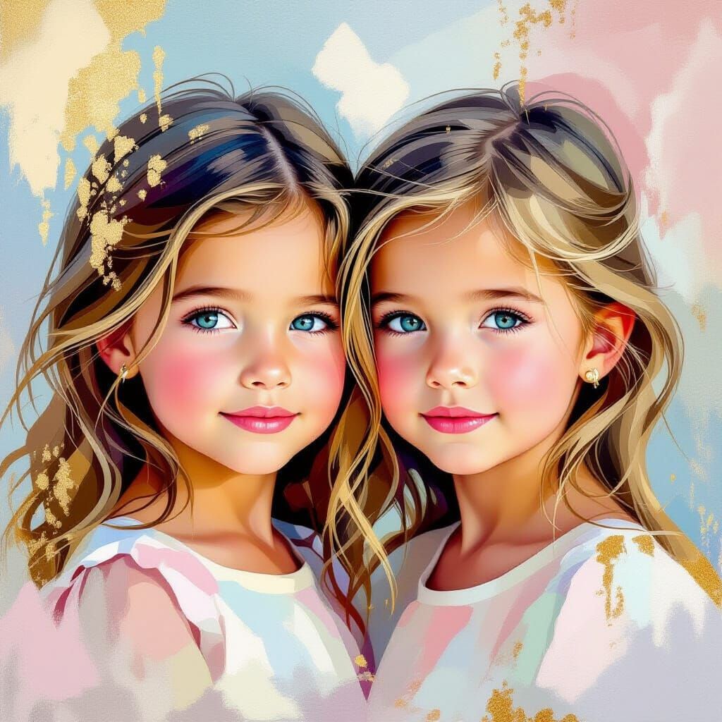 Twins in Impressionist Rococo Metamodern Style