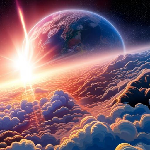 Space Elevator Over Earth: Cosmic Illustration