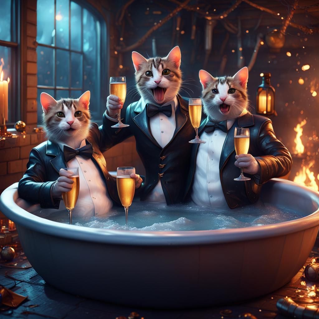 Drunk Cats' Risky New Year's Eve Party