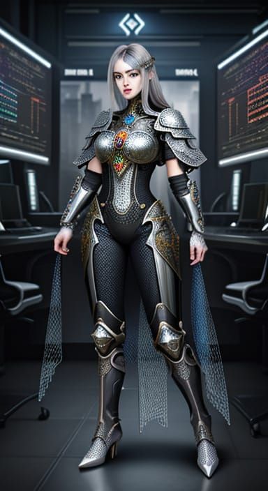 Ethereal Lady in Medieval Steel Mesh Armor
