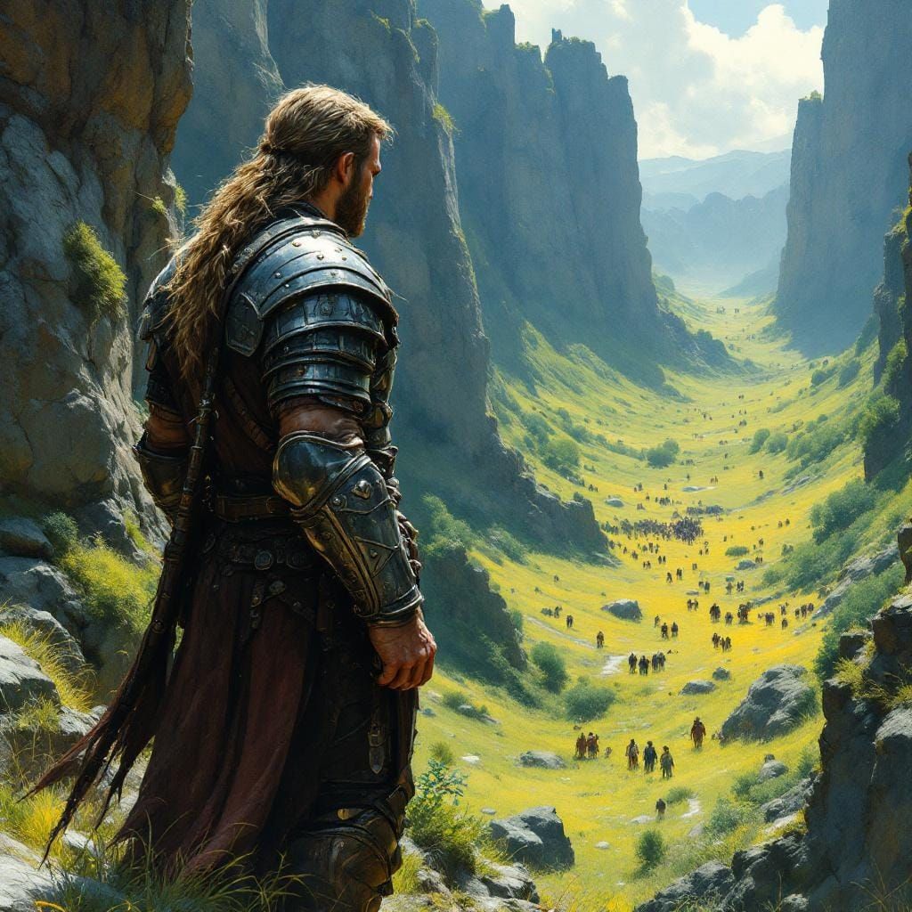 Armored Warrior Confronts Nightmare in Vivid Fantasy Style